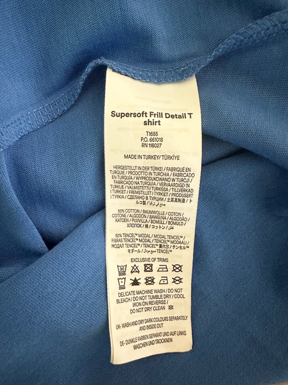 NWT Boden Super Soft Frill Detail T-shirt - Meadow Spring Blue - Size 6 - Picture 8 of 8